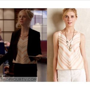 Anthropologie HD in Paris Chevron Striped Pleated Top Size 6